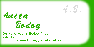 anita bodog business card