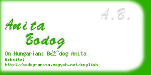 anita bodog business card